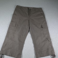 Banana Republic Capri Pants Womens 10 Brown Martin Fit Linen Blend Cargo Stretch