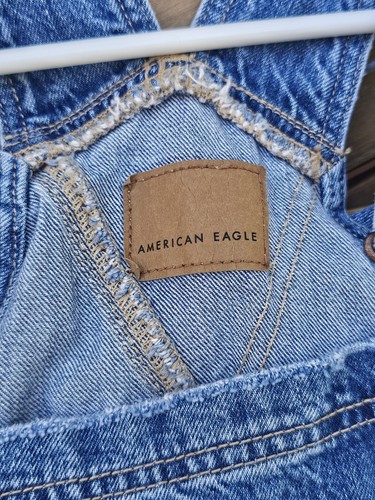 AMERICAN EAGLE DENIM SHORTALLS OVERALLS Size XS Jeans Blue Farmcore 90s Tomboy - Picture 5 of 6
