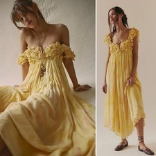 NEW SOLD OUT Free People Mango Mambo Mango Yellow Floral Maxi Dress NWT XL 