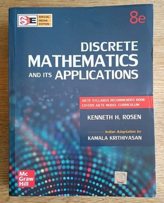 Discrete Mathematics and Its Applications, Rosen, Kenneth, Indian Ed, 8th ed.