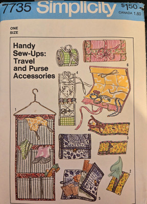 Vtg Simplicity 7735 Sewing Pattern Sew-Ups Travel & Purse Accessories Uncut