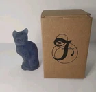 Fenton Rosso Blue Stylized Cat Hyacinth Paisley Sand Carved Blue 5”