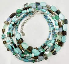 SILPADA N2195 STERLING 925 THREE STRAND MAGNESITE QUARTZITE AGATE NECKLACE T537