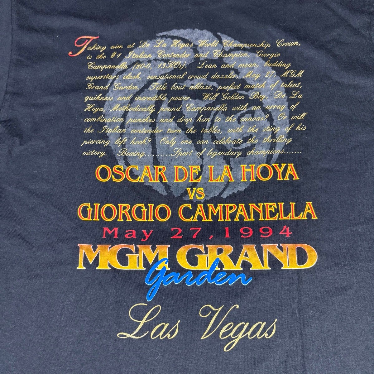 Vintage 1994 Oscar De La Hoya vs. Giorgio Campanella MGM Grand Promo Shirt Sz L View 4