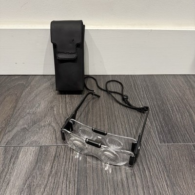 SPULE VERSTELLBARE TV LUPE BRILLE MIT ETUI MADE IN ENGLAND
