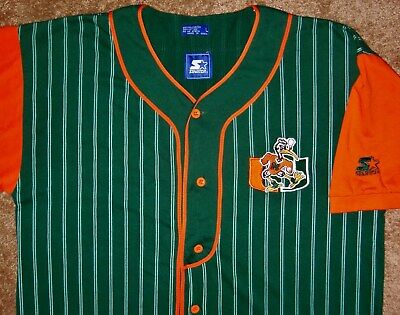 Vintage Miami Hurricanes Starter Jersey Adult Large Green White Baseball  90s Vtg