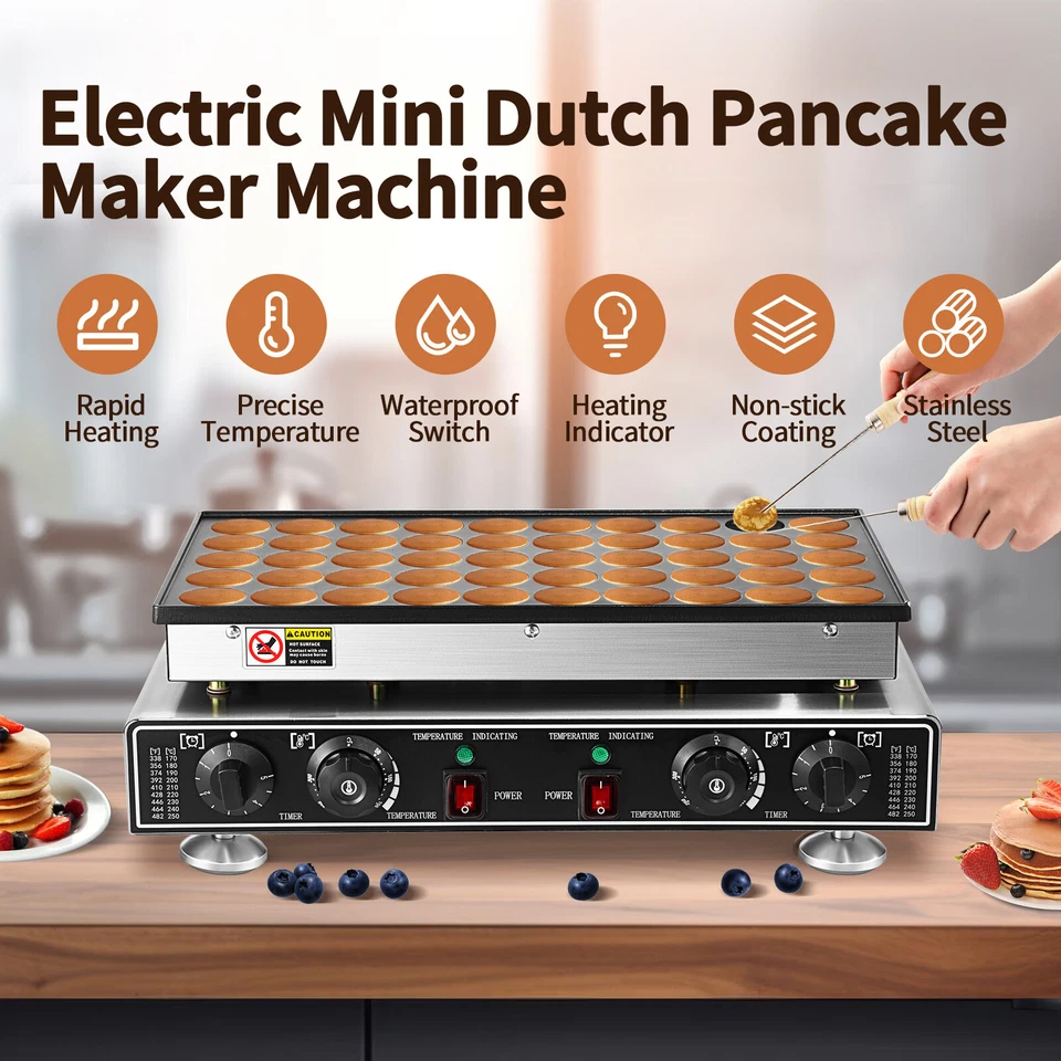 Mini máquina para hacer gofres antiadherente eléctrica comercial Dutch Pancake Baker 50 piezas Foto 4 de 4