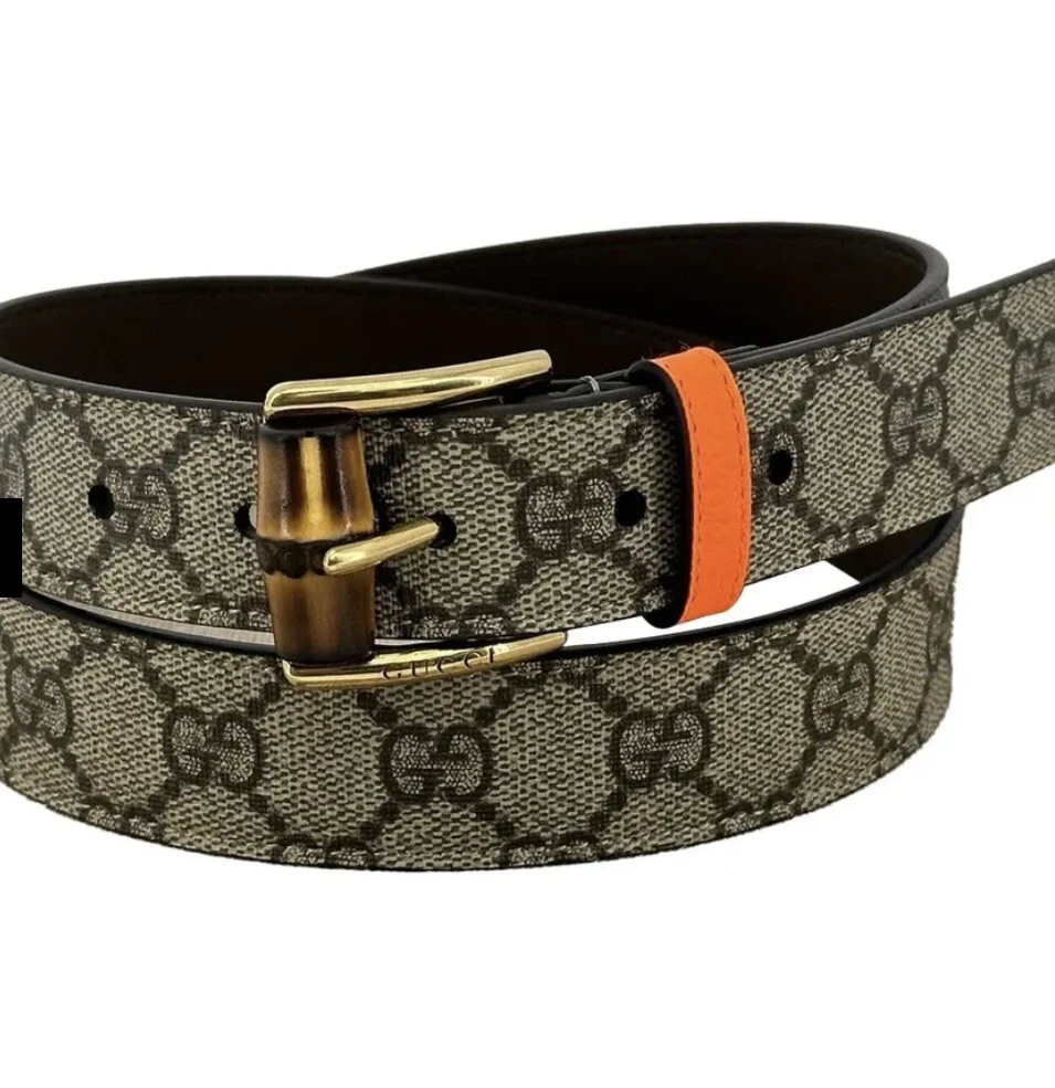 Ceinture Gucci neuve monogramme boucle bambou orange 95 cm