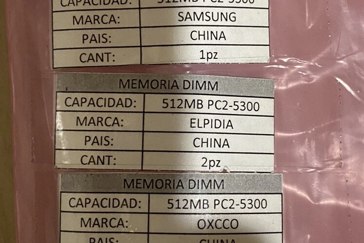 Elpida 512MB 1RX8 PC2-5300U-555 RAM Lenovo used untested - Image 4 of 4