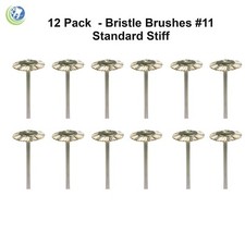 12 x Dental Lab Bristle Brushes Stiff Size #11 Polishing Cleaning Meta Dental