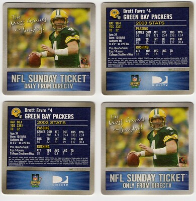 Brett Favre Beverage Coaster Set, 2004 DirecTV NFL Sunday - Main Image