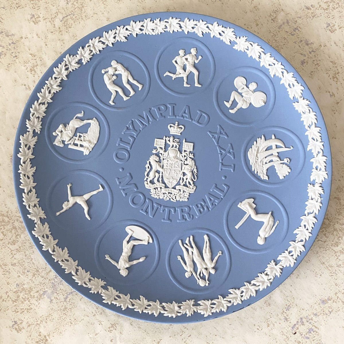 WEDGWOOD Blue Jasper Ware OLYMPIAD XXI Montreal Olympics 8 ” Plate