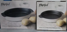 NIB NEW PARINI WHITE ROUND & WHITE OVAL NON-STICK BAKEWARE DISHES. INCLUDES BOTH
