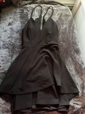 B. Darlin Black, Flowy Size 7/8 Spaghetti Sleeve Dress With Lace Detail In Back | eBay B. Darlin Black, Flowy Size 7/8 Spaghetti Sleeve Dress With Lace Detail In Back | eBay