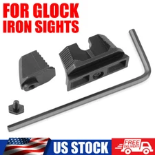 Pair Stainless Steel Co-Witness Height Front & Rear Sights For Glock 17 19 22 23