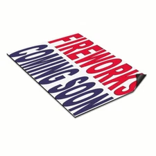 Car Magnet Set of 2 Fireworks Coming Soon Red Blue Industrial Sign