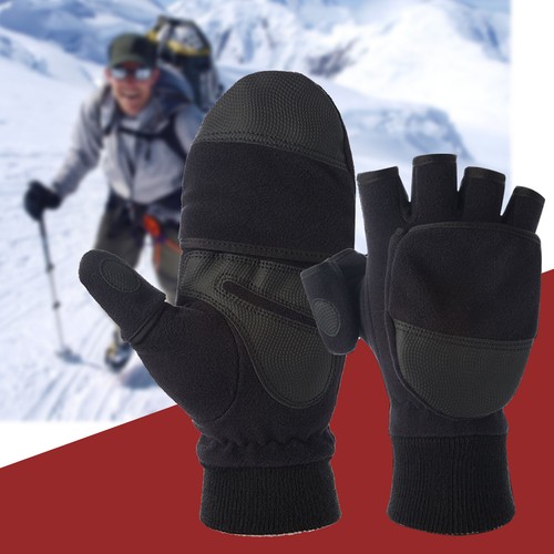 Warm Winter Gloves Flip Fingerless Touch Screen Sport Mittens Men Women - Picture 8 of 13