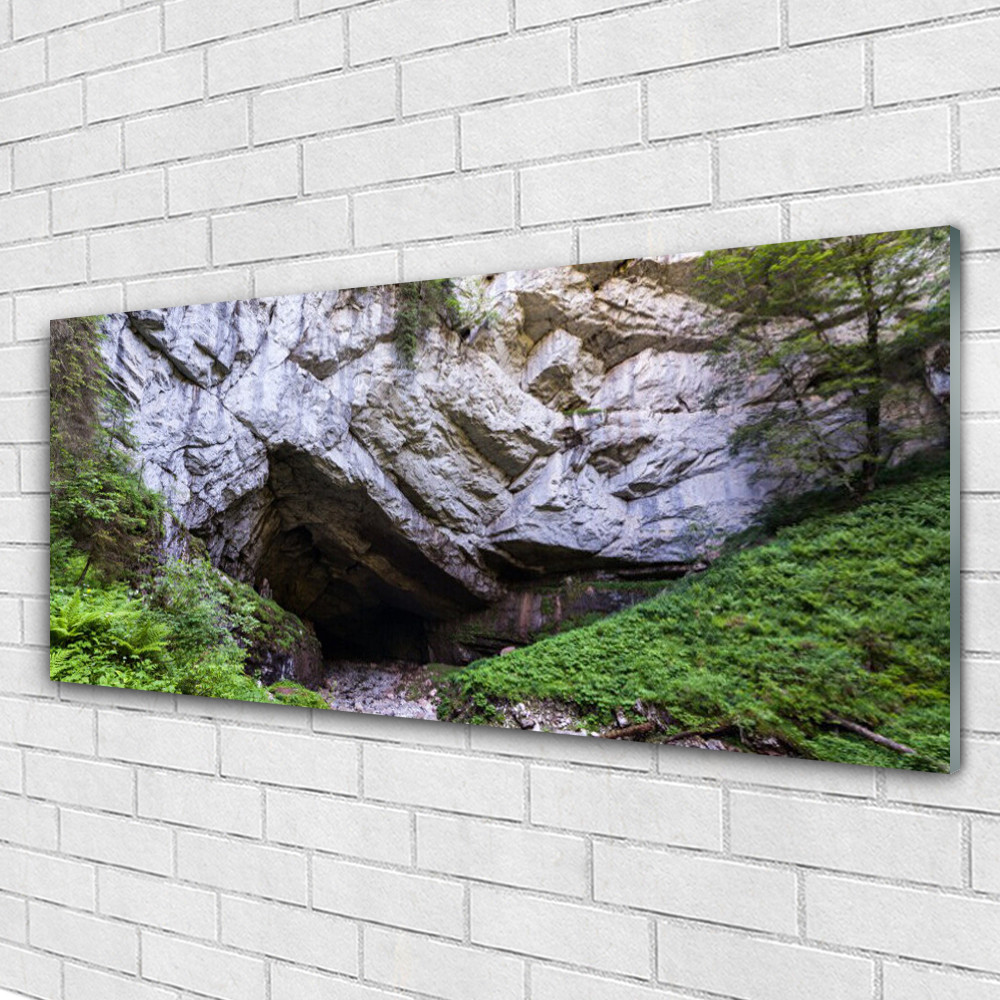 Tableau murale en verre 125x50 cm Tulup motif caverne de montagne pour salon