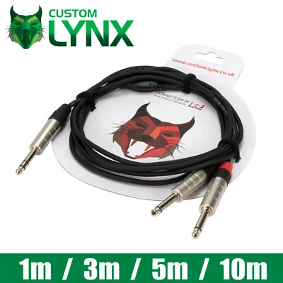 Rean Neutrik 1/4" 6.35mm Stereo Jack to 2 x Mono Jack Cable. Y Insert Lead PRO