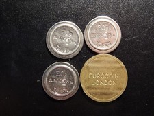 FOREIGN THREE 20 P EUROCOINS AND 1 EUROCOIN LONDON TOKEN!  YY278XXX