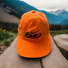 Skater with Nike Swoosh and Skate Logo in Black on Orange Hat Cap Flex Band 8/20