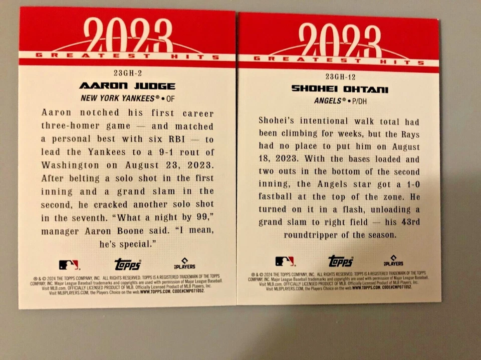 2024 Topps Series 1 2023 Greatest Hits Insert Card YOU PICK - Image 2 of 2