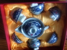 Exquisite Porcelain Tea Set 7 pcs with Unique Silk Gift Box