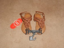 NEW, LITTLE GIRLS TAN BRAIDED SANDALS, SIZE 7
