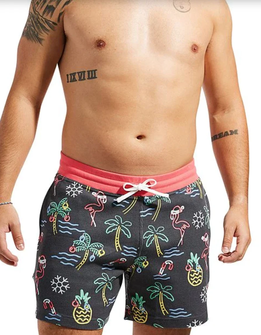 Chubbies The Candy Canes Lane 5.5" Waffle Lounge Shorts Size XL NWT Side Pockets
