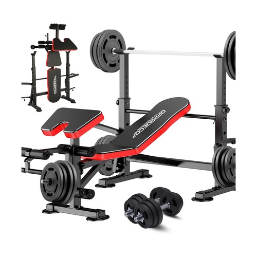 OPPSCOR 660lbs In Weight Bench Set With Squat Rack Adjustable Workout  Bench With Leg Developer Preacher Curl Rack Fitness Strength Training For 