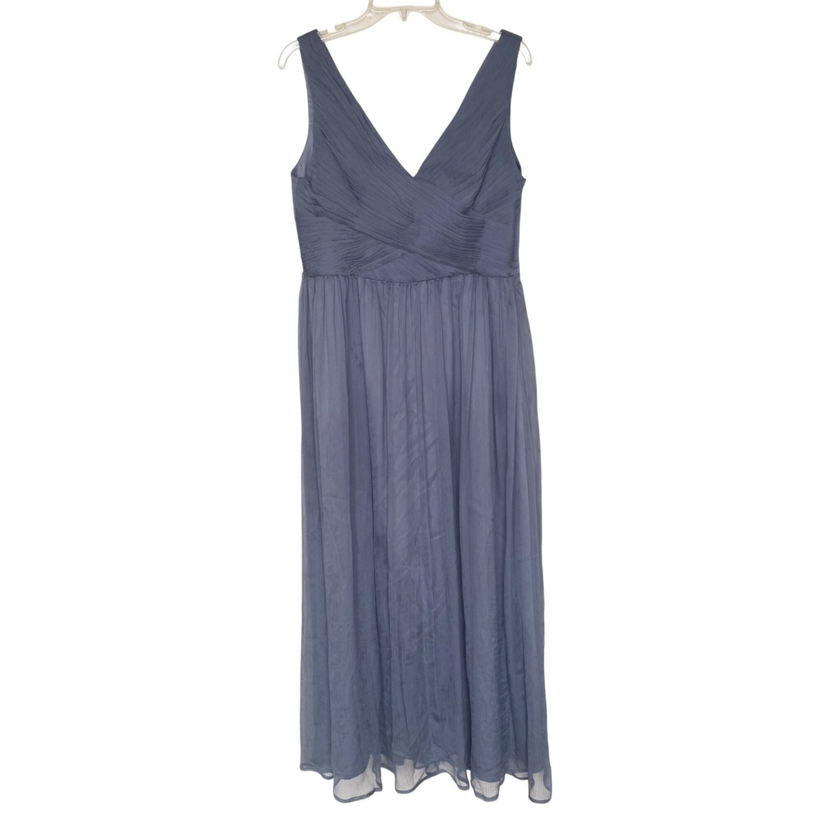 bhldn blue dress Pleated V-Neck Maxi Chiffon Overlay Size XL Bridesmaid Wedding Prom dresses
