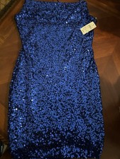 Windsor Royal Blue Sequin Strapless Bodycon Dress Short Party Size L