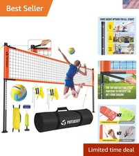 Professional Portable Volleyball Net Set with Heavy Duty Poles Ball Pump