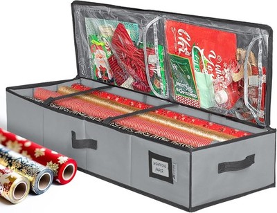 Premium Wrapping Paper Storage Container - Durable 600D Tear-Proof, Fits 27