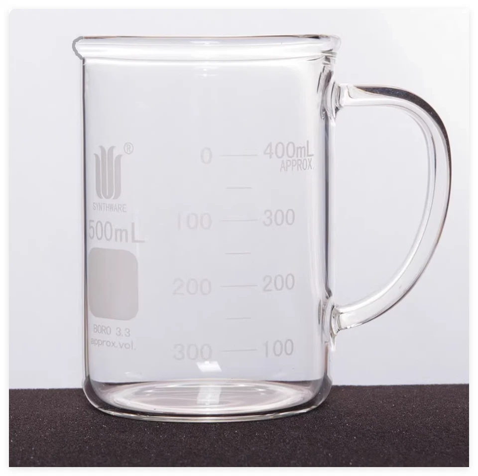 Lab beaker with handle kitchen cup mug cafe cup 250ML 500ML 1L 100ML - Image 4 of 4