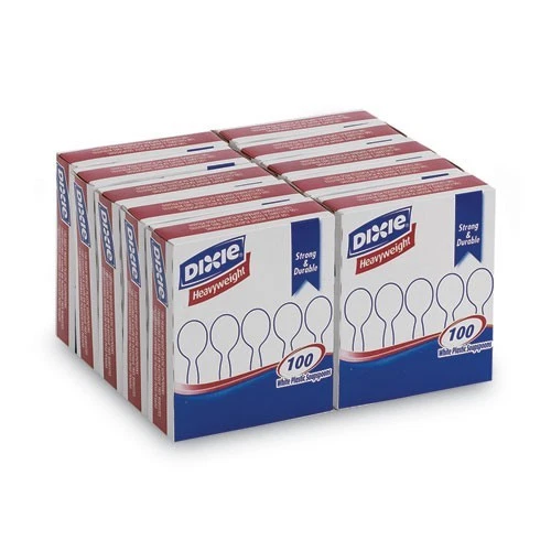 Cubiertos de plástico Dixie, cuchara sopera pesada, blanca, 100/caja, 10 cajas/cartón Foto 2 de 4