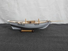 Vintage Wooden Sailing Ship Model 15in Gray Hull Nautical Decor Display