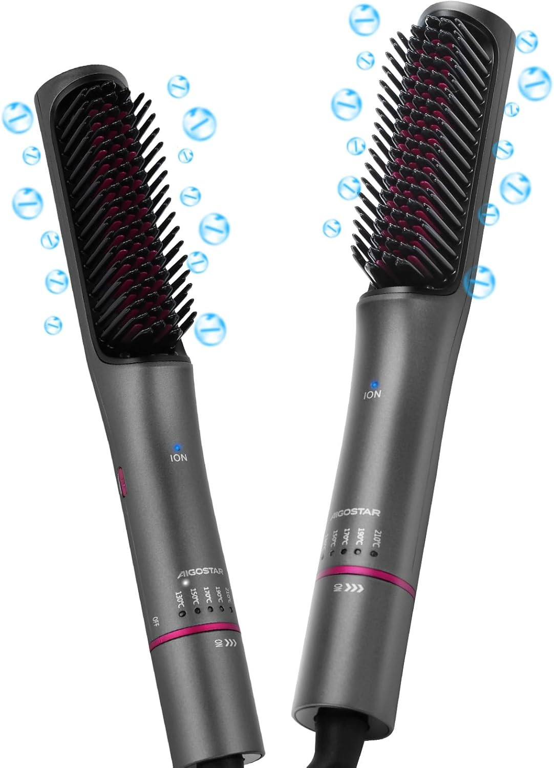Piastra per Barba e Capelli: Spazzola Ionica Potente 5 Temperature