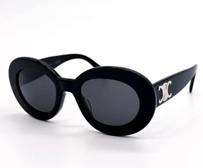 NEW CELINE CL40312U 01A BLACK ROUND WOMEN SUNGLASSES CELINE Lunettes de soleil CELINE Triomphe CL40312U 01A 53-22 Noir  main image 2