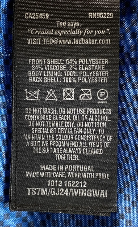 Ted Baker Dark Blue Wingwai Pindot Suit Vest Waistcoat Men's L - Image 4 of 4