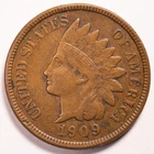 1909 Indian Head Penny Cent Very Fine (VF)