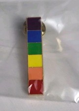 Rainbow Pride Pin Brooch Enamel LGBTQ Straight Line 1 1/4" New