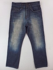 Calvin Klein Jeans Mens 30x30 Blue Relaxed Straight Denim Dark Fade Whisker Pant