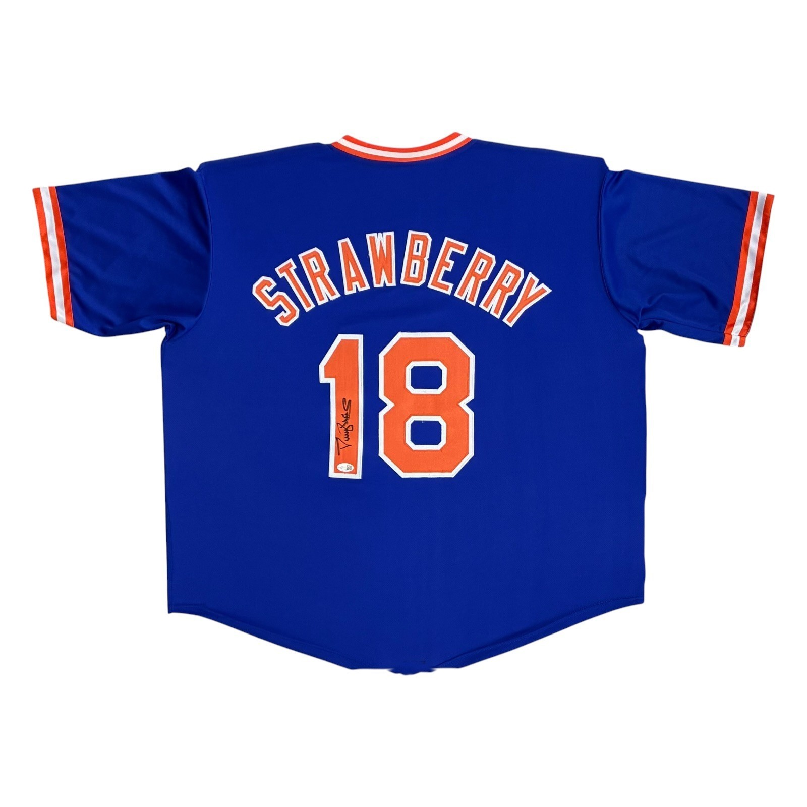 DARRYL STRAWBERRY AUTOGRAPHED BLUE/ORANGE CUSTOM JERSEY JSA