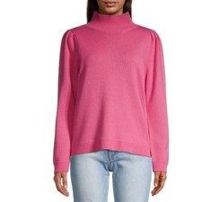 Milly Relaxed Turtleneck Sweater Size M Carnation Pink Merino Wool Cashmere