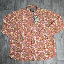 Joe browns mens shirt size xxl orange pink floral paisley ultimate chest 54" 