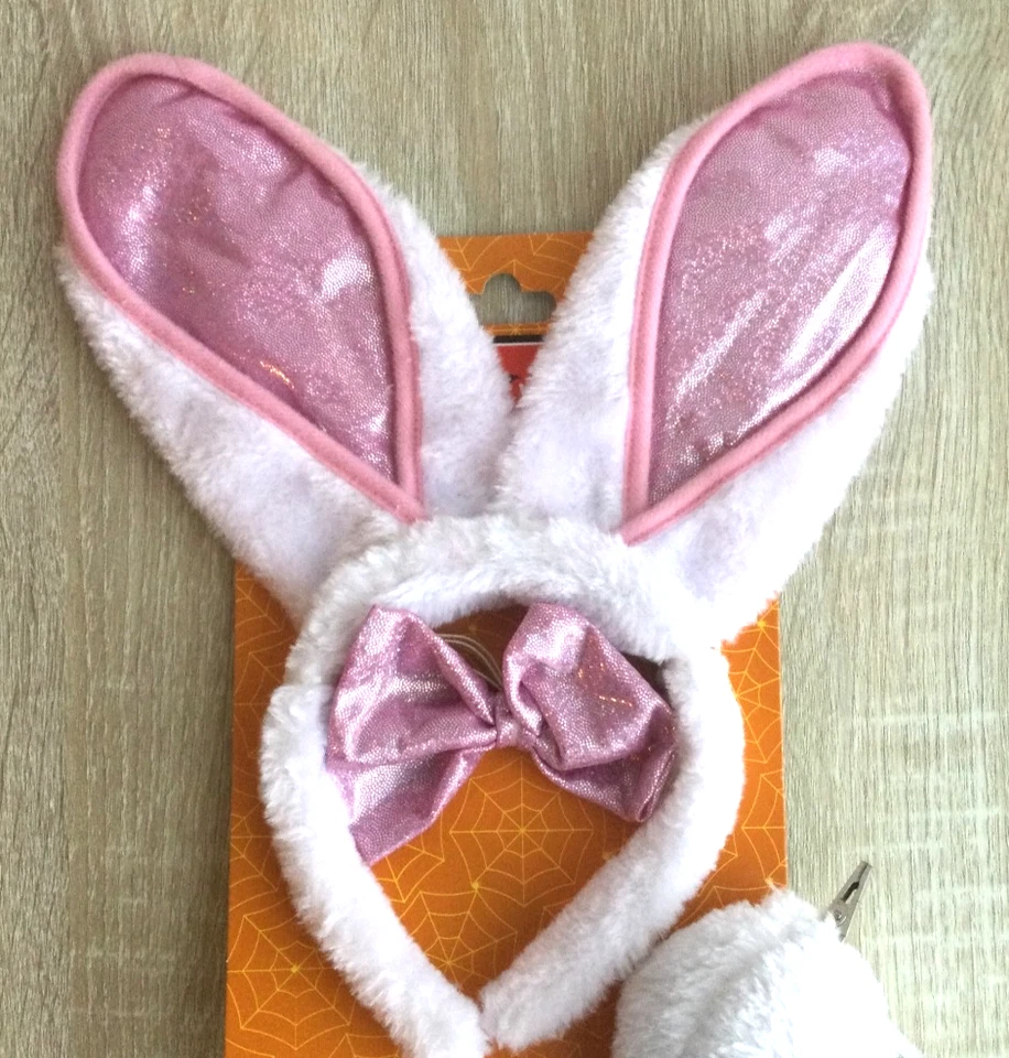 Adulto Conejo Conejo Halloween Disfraz Accesorio Orejas Blancas Cola, Pajarita - Talla Única Foto 4 de 4