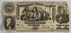 1861 $20 Twenty Dollars Confederate States of America Richmond CSA Note Genuine