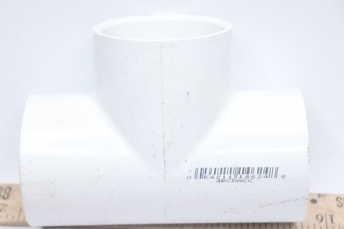 Spears Tee Pipe Fitting White PVC Schedule 40 2" 4BCDACC