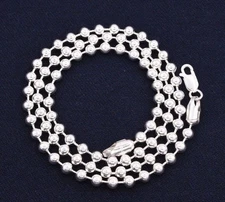 5mm Bold Plain Shiny Bead Ball Chain Necklace Real Solid Sterling Silver 925 24"